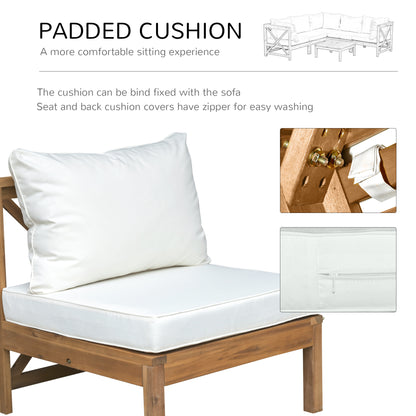 Mokeni 5 Seater Natural Wood Frame Outdoor Garden Seating Set with White Cushions