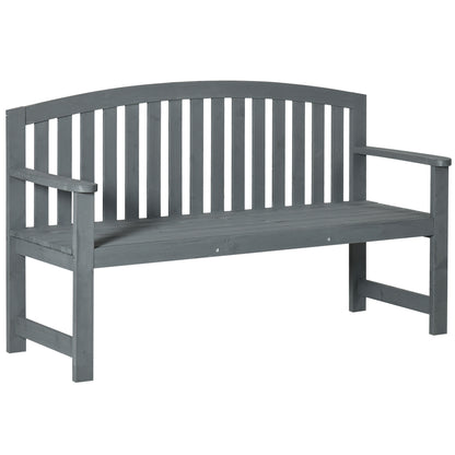 Tola 143cm Grey Wood 2 Seater Garden Bench With Armrests Slatted Frame