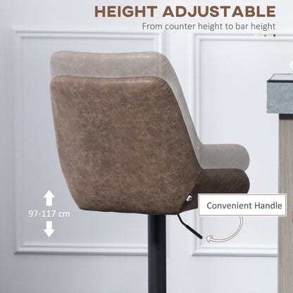 Lenozzo Faux Leather Brown Set Of 2 Retro Style Bar Stools With Padded Seats