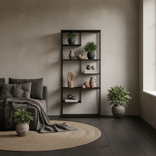 Eldora Metal Black 7 Tier Industrial Display Bookcase