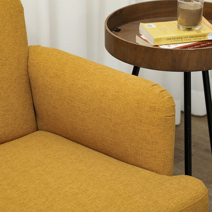Rorore Yoro Velvet Yellow Compact 2 Seater Sofa With Extra Thick Padding And Wooden Legs