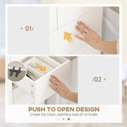 Luvami High Gloss White 4 Door Kitchen Cupboard With 5 Tier Storage And Push OFauxn Design