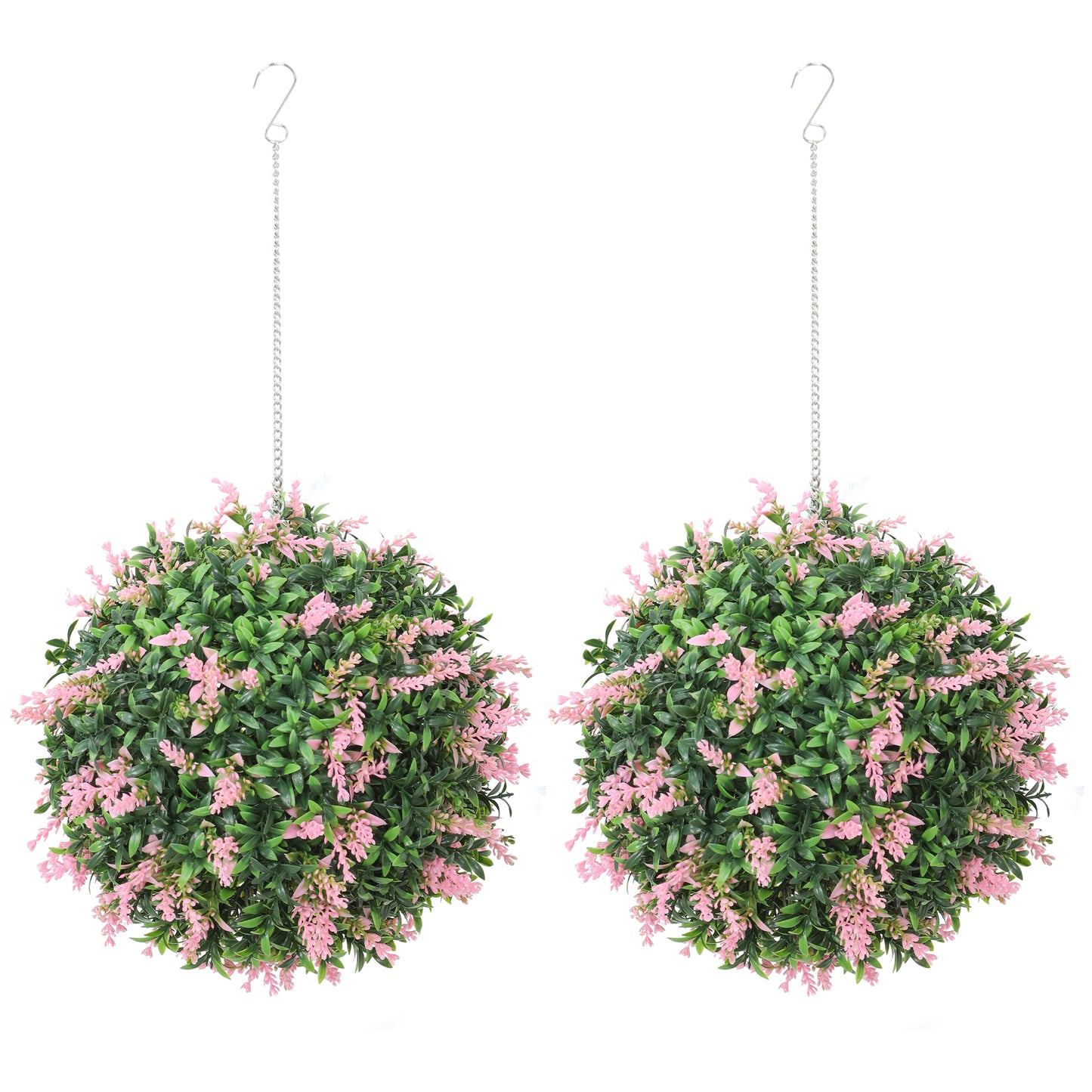 Rari Set Of 2 UV Resistant Artificial Topiary Ball Plants In Pink