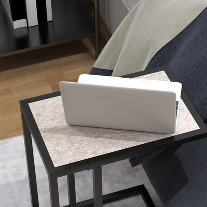Nonili Metal And Wooden Grey Side Table With Marble Effect Top