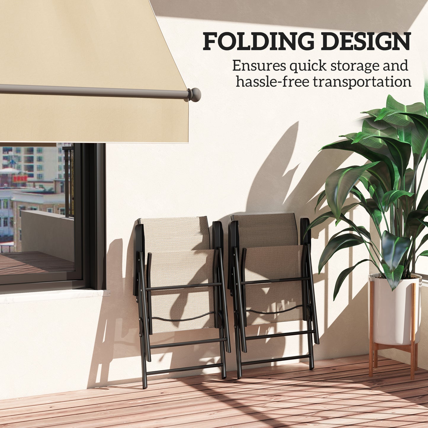 Tosu Set of 2 Metal Brown And Black Folding Outdoor Chairs