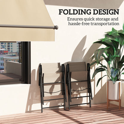 Tosu Set of 2 Metal Brown And Black Folding Outdoor Chairs