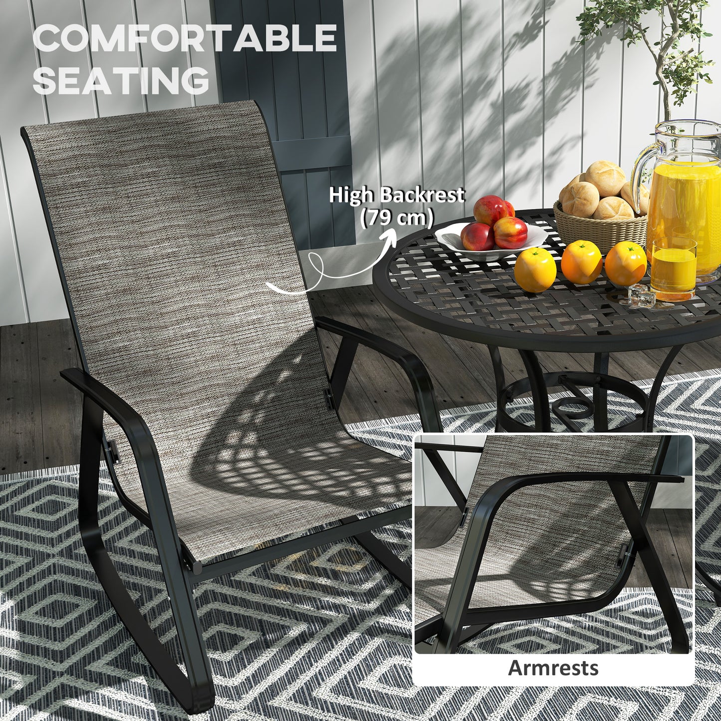 Leke Fizi Metal Light Brown Single Outdoor Rocking Garden Chair