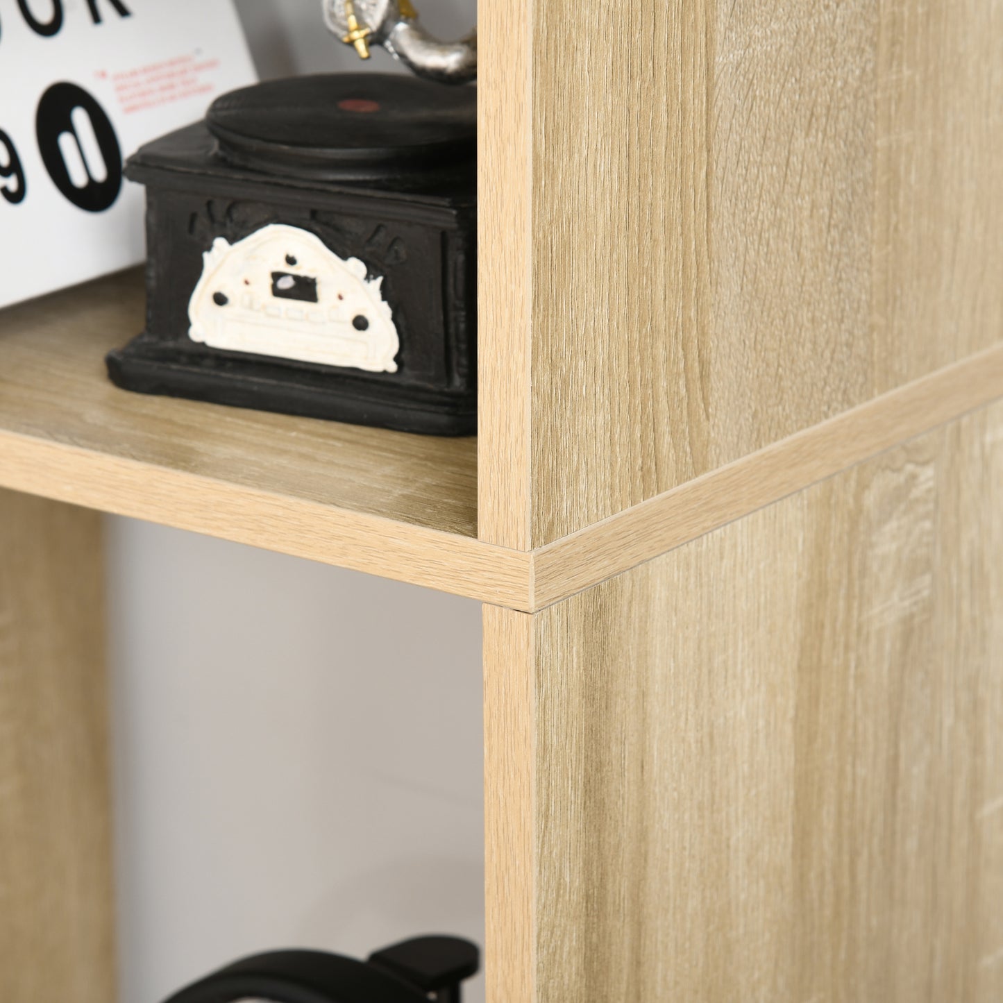 Nevi Ludo Wood Natural Finish Tall 8 Cube Bookcase Room Divider With Freestanding Shelving 70 x 24 x 178 cm