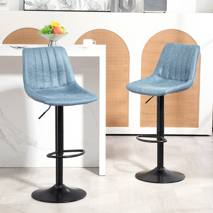 Bakana Fabric Blue Retro Tub Style Bar Stools Set Of 2 With Padded Seats