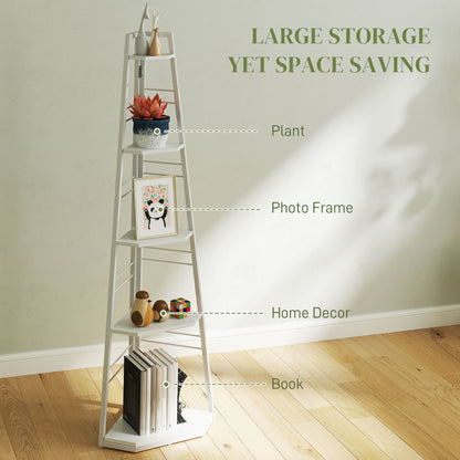 Vineha Wood White 5 Tier Corner Shelving Unit