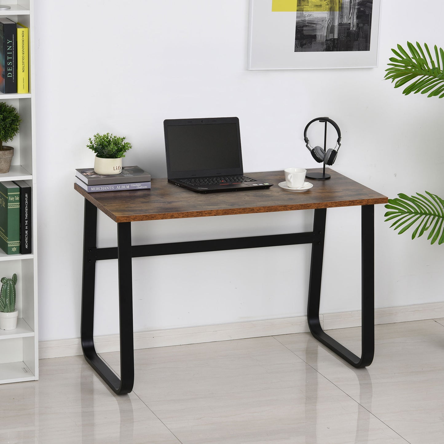 Rara 115cm Metal And Wood Rustic Brown And Black Industrial Writing Desk