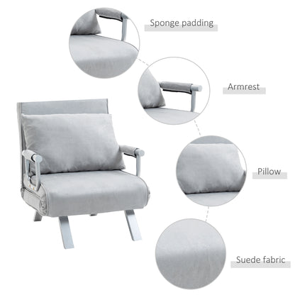 Yorito Suedette Grey Adjustable Back Futon Sofa Chair