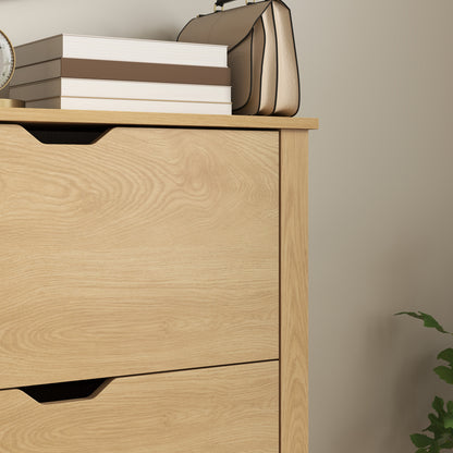 Nesela Wooden Natural Wood Finish Slim Shoe Cabinet With 3 Flip Drawers For 18 Pairs