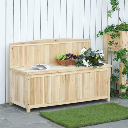Venamo Wood Natural Outdoor Storage Bench With Lift Up Seat For Garden