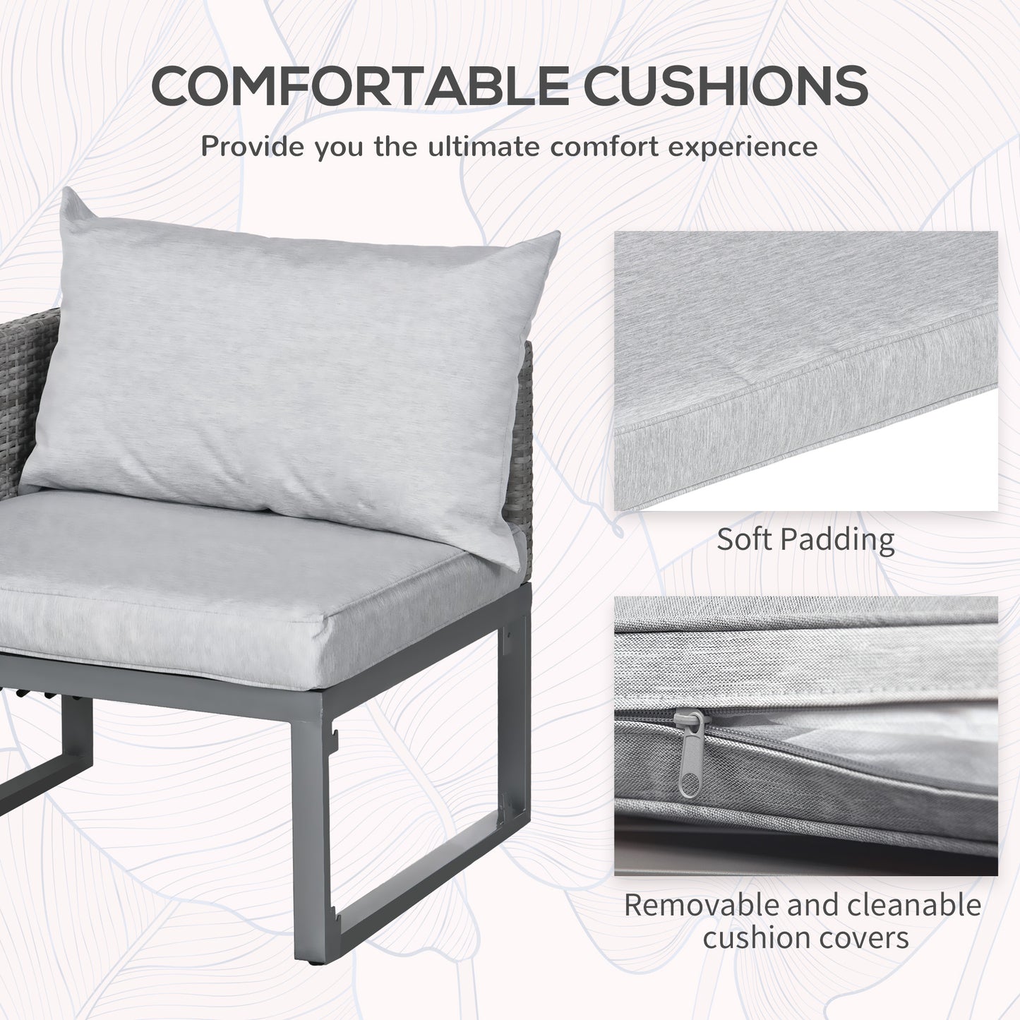 Vidi Roli Rattan Grey 3 In One Bistro Set With Rising Table And Adjustable Sofa Cushions