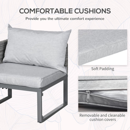 Vidi Roli Rattan Grey 3 In One Bistro Set With Rising Table And Adjustable Sofa Cushions