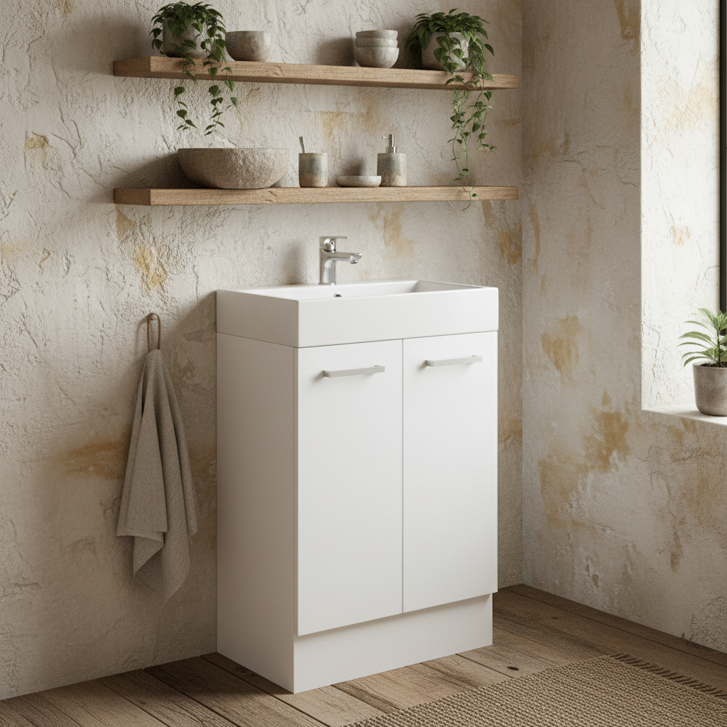 Raromi Under Sink Bathroom Vanity Unit With Ceramic Basin For Cloakroom Use