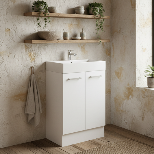 Raromi Under Sink Bathroom Vanity Unit With Ceramic Basin For Cloakroom Use