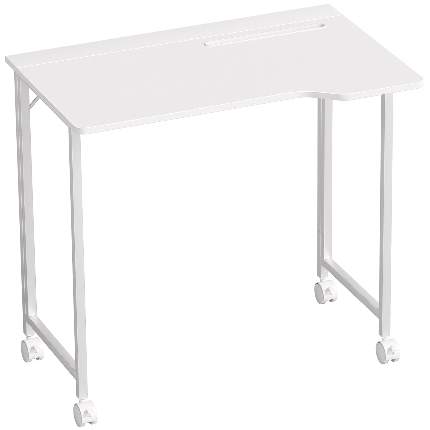 Veso 80cm Wooden White Folding Desk Lockable Wheels