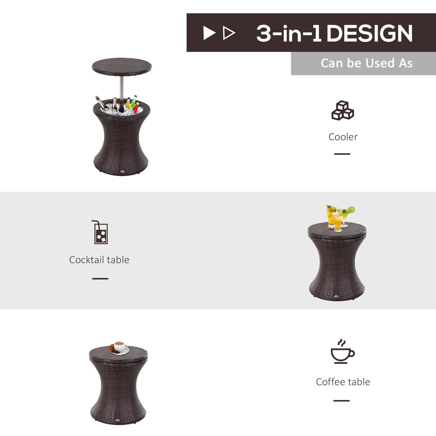 Vesara Rattan Brown Ice Bucket Garden Bistro Table