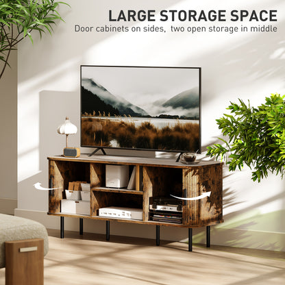 Avaniva 120cm Rustic Brown TV Console With Sliding Doors and Shelf For Screens Up To 55 Inches