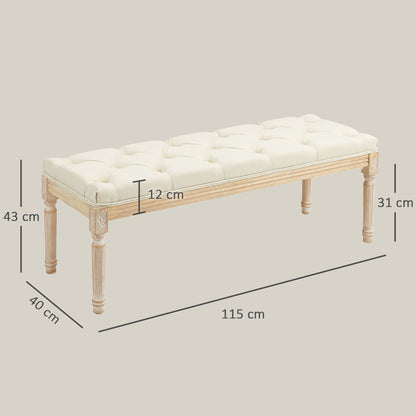 Vero Vintage Style Natural and Cream Wooden Bed End Bench