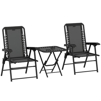 Lacotte Metal Black 3 Piece Garden Mesh Bistro Set Garden Outdoor Table And Chair
