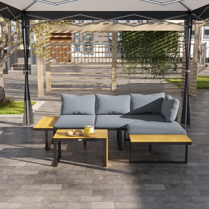 Liri 3 4 Seater Patio Furniture Set Outdoor Garden Sofa Conversation Set with Coffee Table and Side Tables