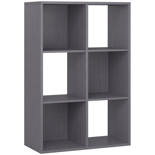 Fake Wooden Grey 6 Cube Storage Bookcase