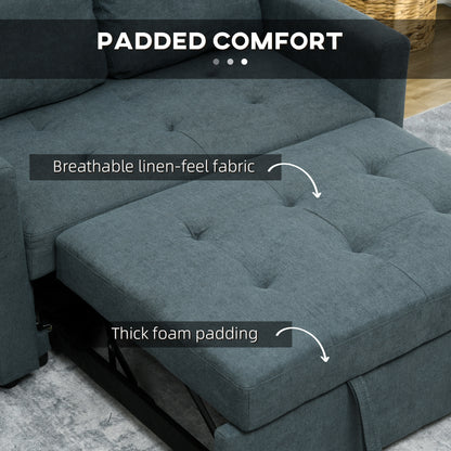 Matano Maso Charcoal Grey 2 Seater Sofa Bed With Side Pockets And Cushions