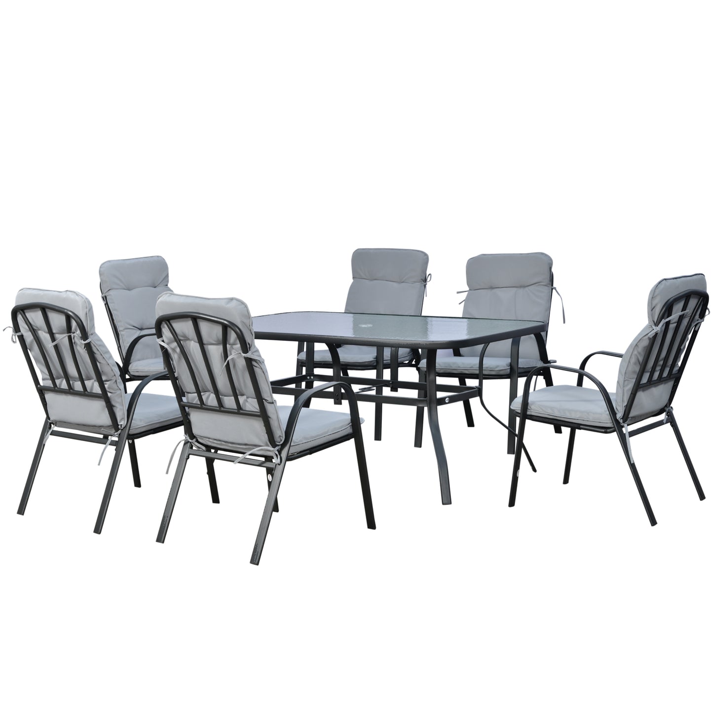 Luraha Light Grey 6 Seater Garden Dining Set With Cushions