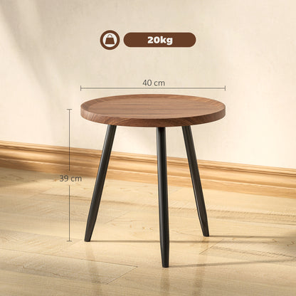 Balare Metal And Wood Chestnut Finish Round Coffee Table With Steel Frame