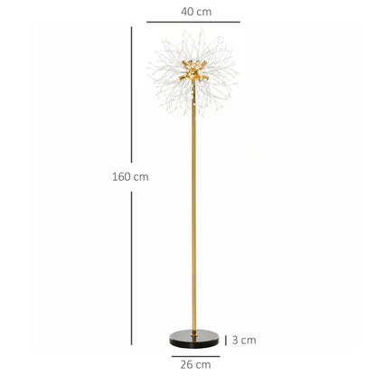 Dodine Metal And Crystal Dandelion Style Floor Lamp With Foot Switch 160 cm