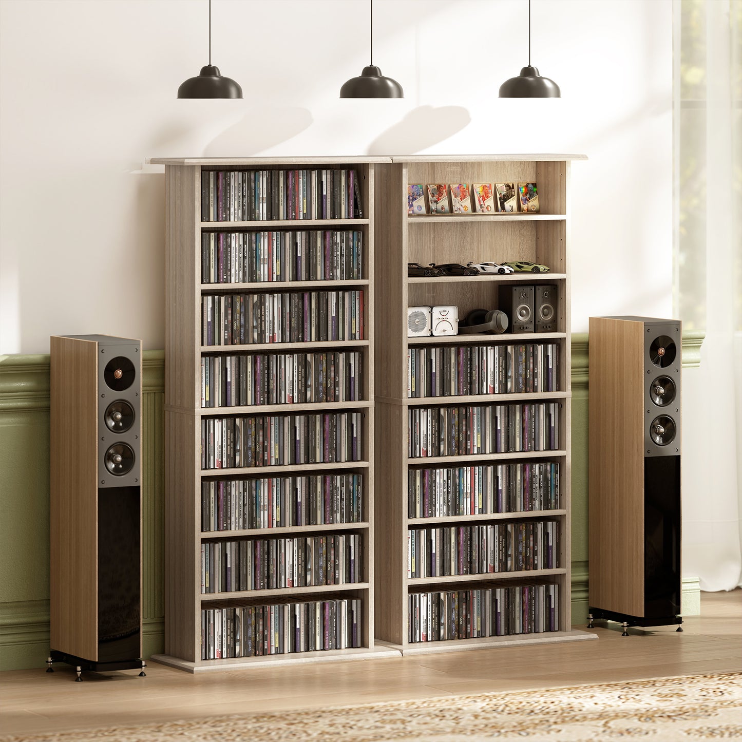 Paleni Rana Wooden Natural Finish CD Storage Unit With 360 Disc Capacity