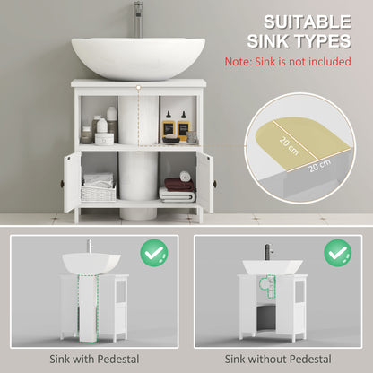 Dilaco White Fauxdestal Sink Storage Cabinet With Double Doors And Internal Shelving