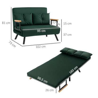 Dorama Riri Green 4 In One Convertible Double Sofa Bed With Cushions