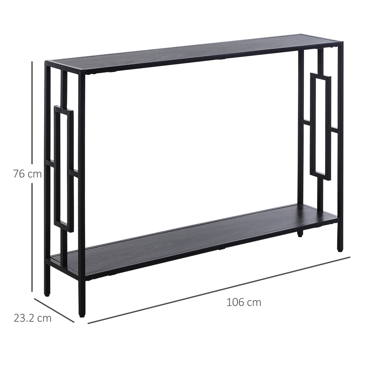 Comi 106cm Metal And Wooden Grey And Black Narrow Industrial Console Table With Bottom Shelf