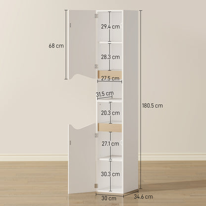Rasa Slim Tall Bathroom Storage Cabinet With 2 Doors And 2 Shelves White