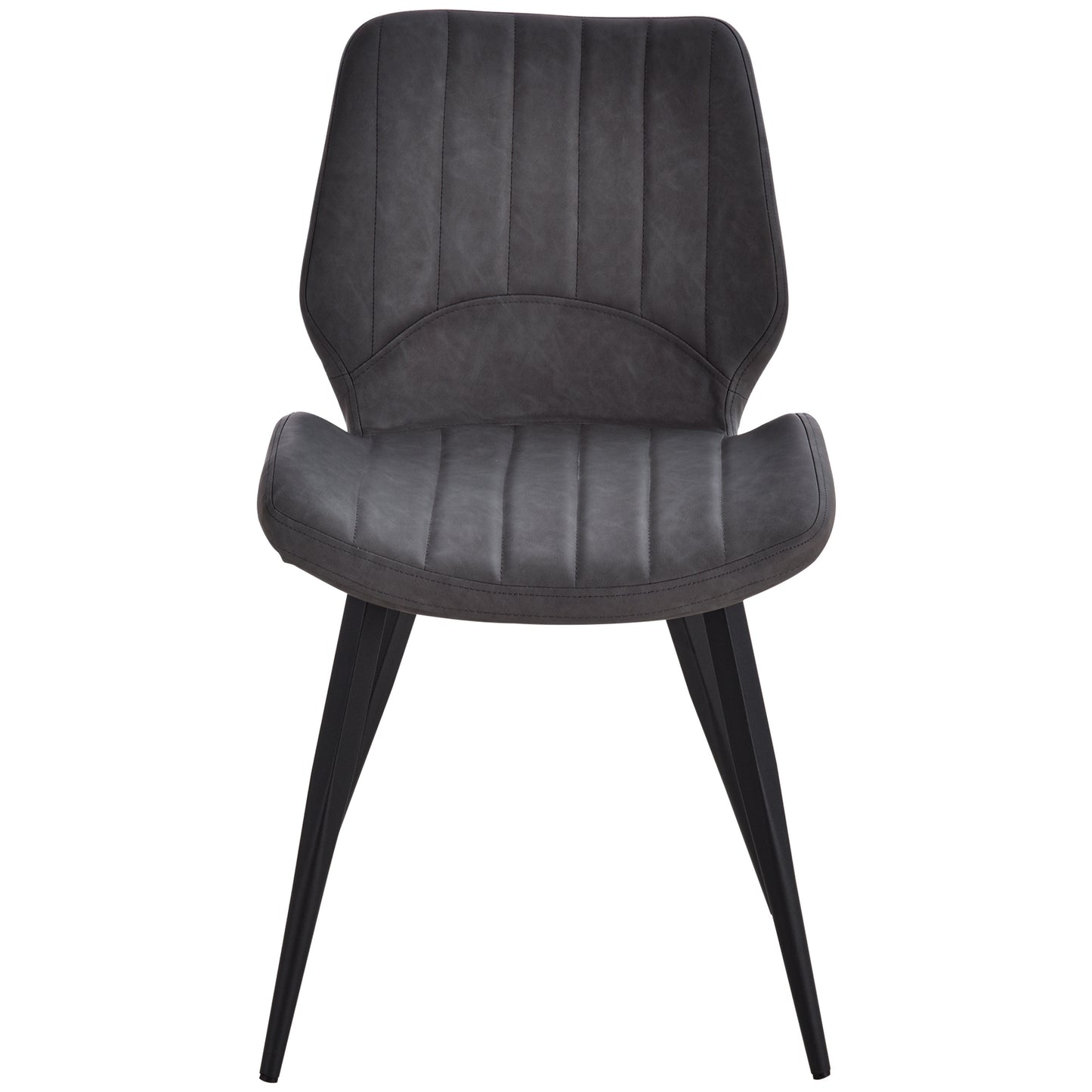 Vielco Faux Leather Grey Upholstered Dining Chairs Set Of 2 With Steel Frame