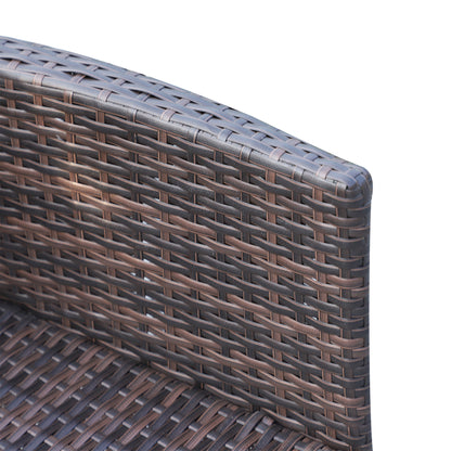 Dine Rattan Brown 6 Seater Outdoor Dining Set With Cushioned Armchairs And Rectangular Glass Table