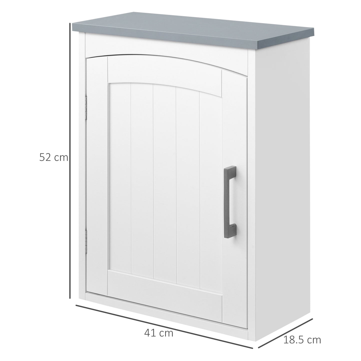 Miel Wall Mounted Bathroom Storage Cabinet With Arched Door And Adjustable Shelving Light Grey And White