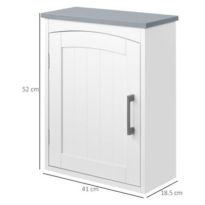 Miel Wall Mounted Bathroom Storage Cabinet With Arched Door And Adjustable Shelving Light Grey And White