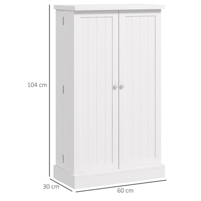 Kanese Wooden White 6 Tier Kitchen Pantry Cabinet With Slatted Door Racks