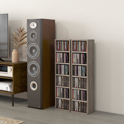 Vali Wood Dark Wood Effect Set Of 2 CD Storage Units With 102 Disc Capacity