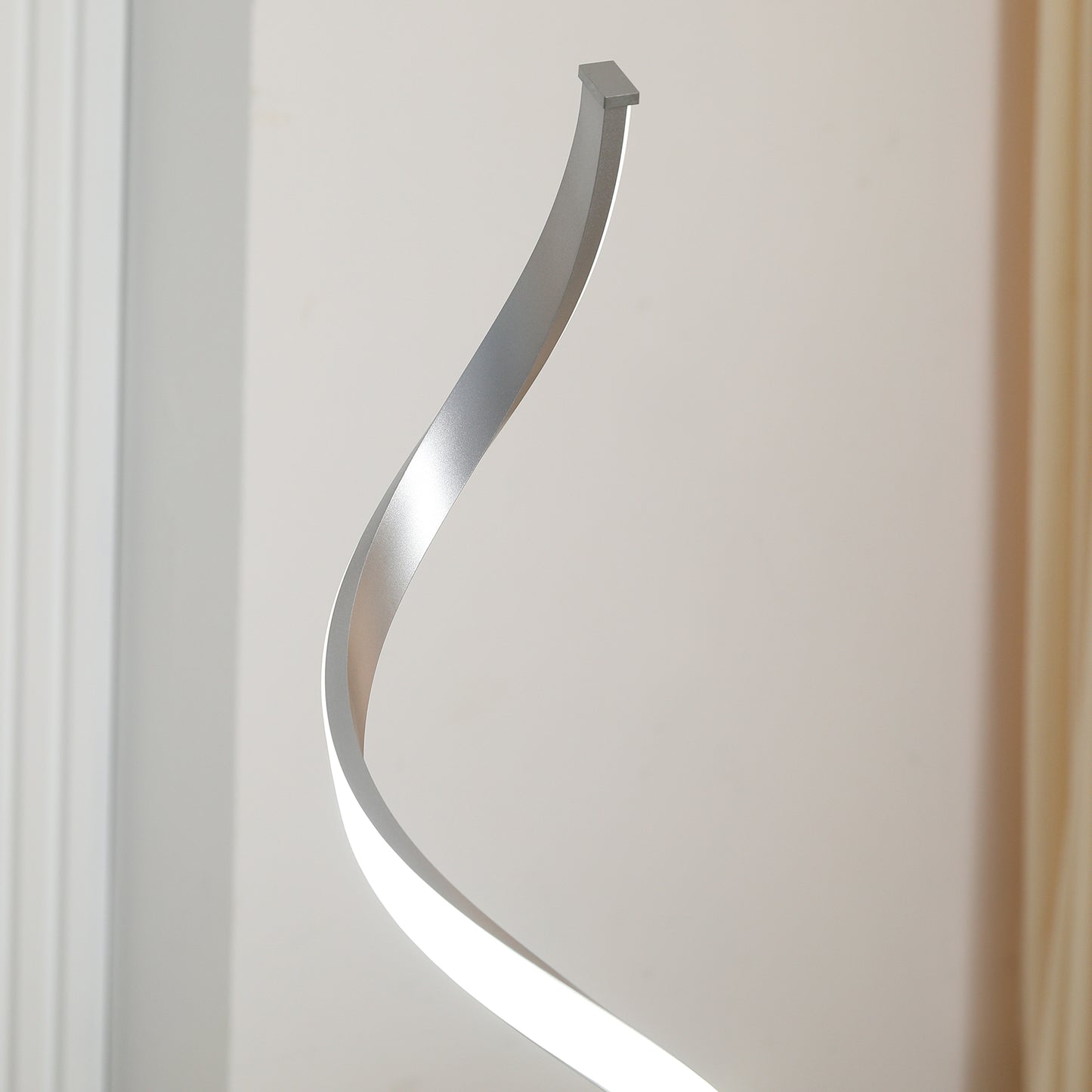 Marimba Metal Silver Dimmable Spiral Floor Lamp With Adjustable Brightness And Square Base