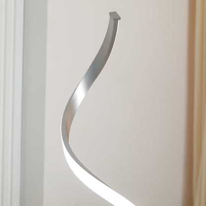 Marimba Metal Silver Dimmable Spiral Floor Lamp With Adjustable Brightness And Square Base