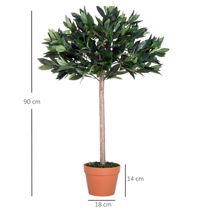 Miva Set Of 2 Artificial Olive Style Trees In Green With Orange Pots