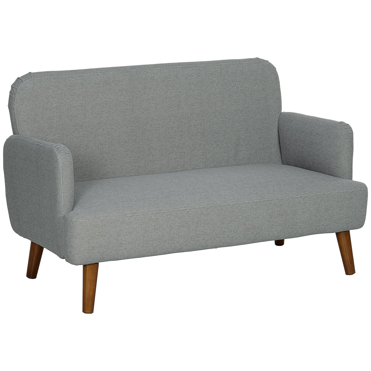 Midi Tami Grey Velvet Compact 2 Seater Sofa With Extra Thick Padding And Wooden Legs