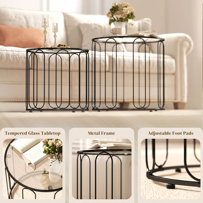 Roro Metal Black Set Of 2 Elliptical Cut Out Nesting Tables