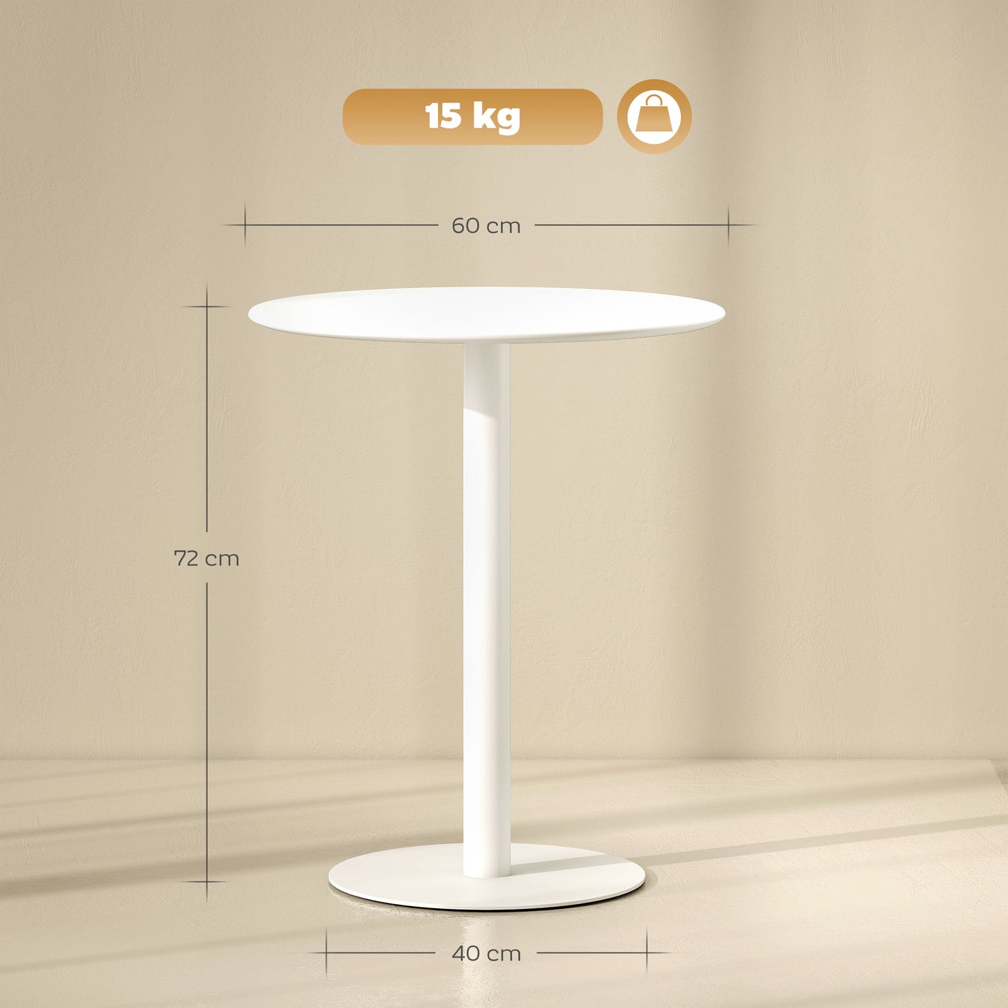 Susuyo Metal And Wood White Round Dining Table With Steel Base 60 x 60 cm